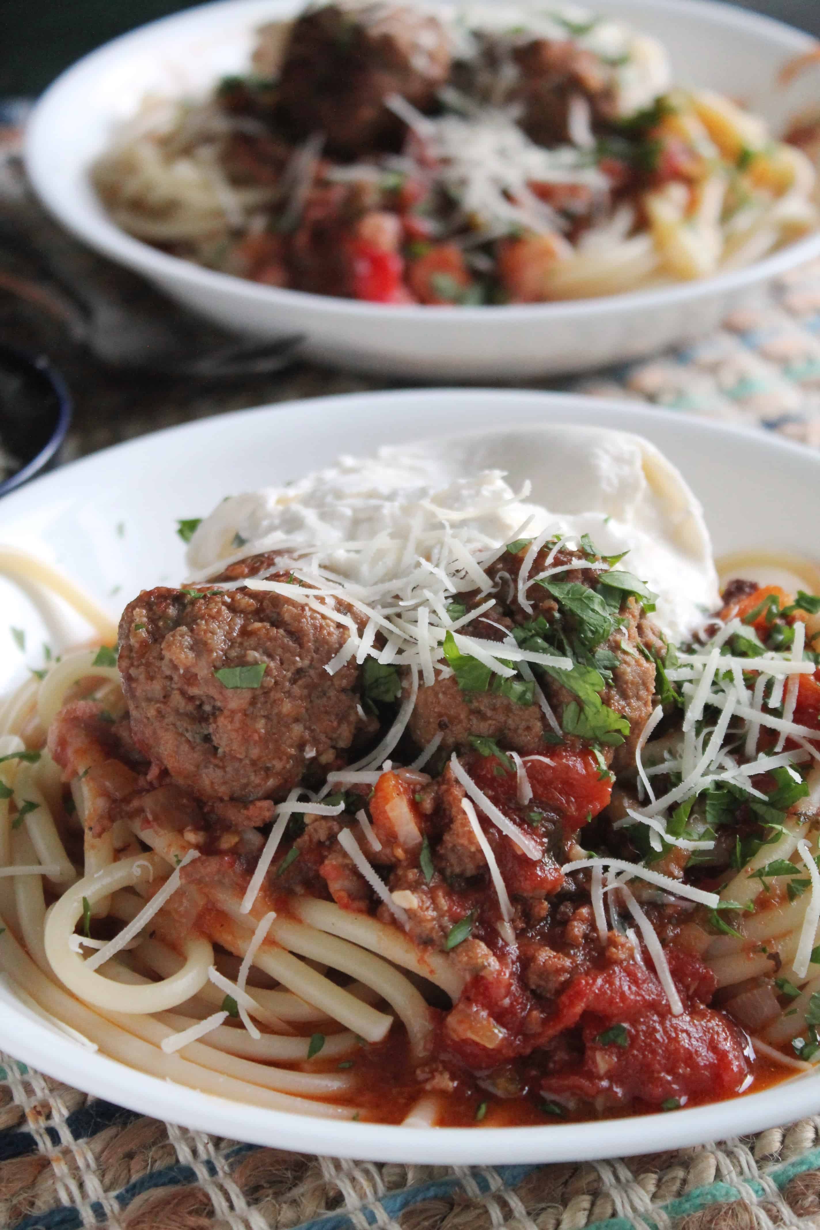 Slow Cooker Bolognese With Meatballs