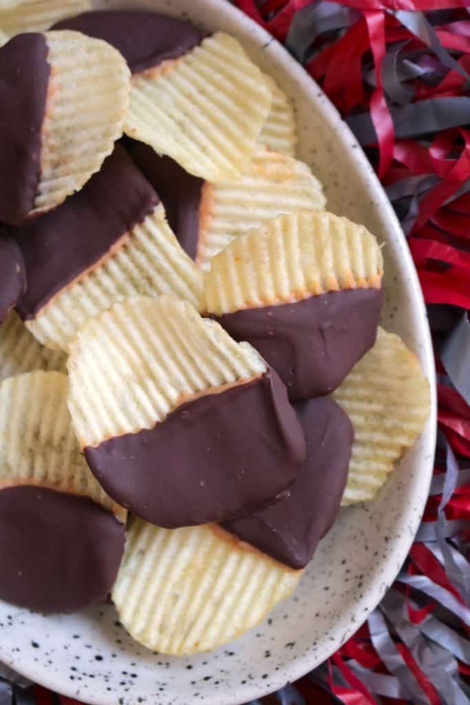 Peanut Butter Chocolate Covered Potato Chips.